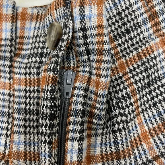 Anthropologie Maeve Checkered Pleated Wide Leg Trousers in Brown and Black - Picture 9 of 12